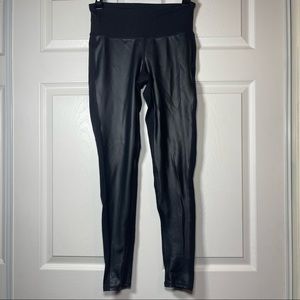 Athleta High Rise Gleam Faux Leather Black Leggings size XS Athleisure